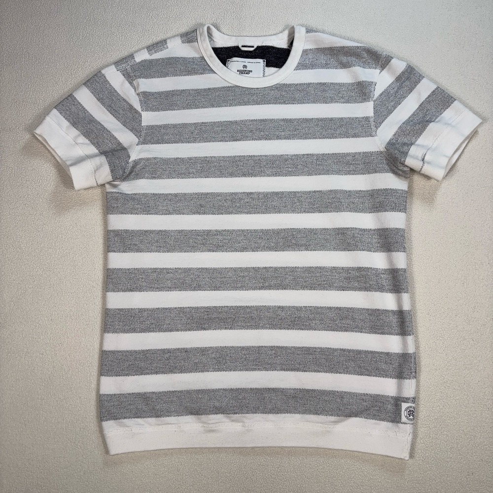 Reigning Champ Terry‎ T-Shirt Men's S Gray White Stripe 100% Cotton Logo
